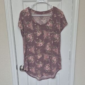 Floral Short Sleeve Top in Pink